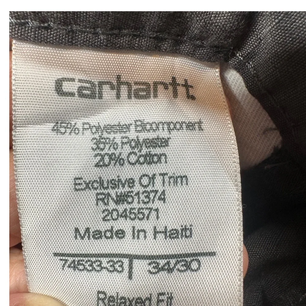 Carhartt Work Pants Mens 34/30 Gray Ripstop Utility Straight Leg